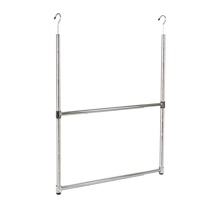 Oceanstar ACR1538C 2-Tier Portable Adjustable Rod Closet Hanger, Chrome - Image 1